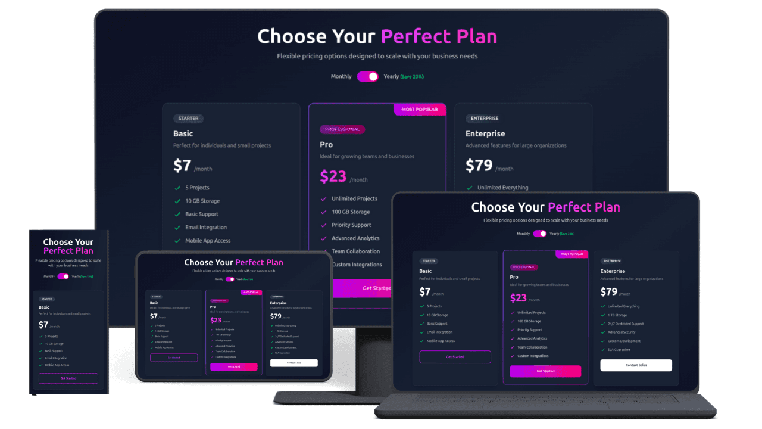 HTML Tailwind CSS Pricing Section Source Code Free Download